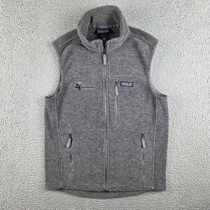 Patagonia Synchilla Vest Mens Small Gray Full Zip Outdoor Hiking Gorpcore Logo